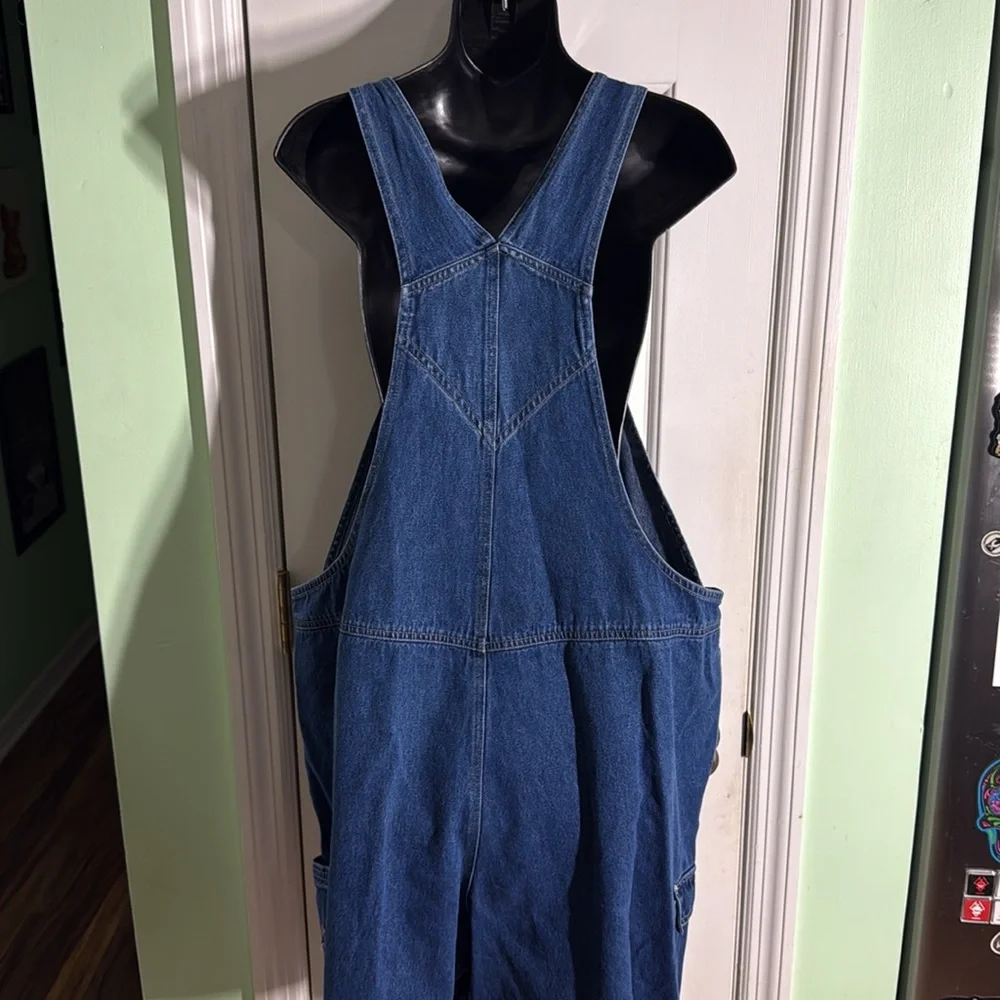 Pooh Vintage Denim Overall Shorts Cargo Pockets With Tigger Embroidered Size 18